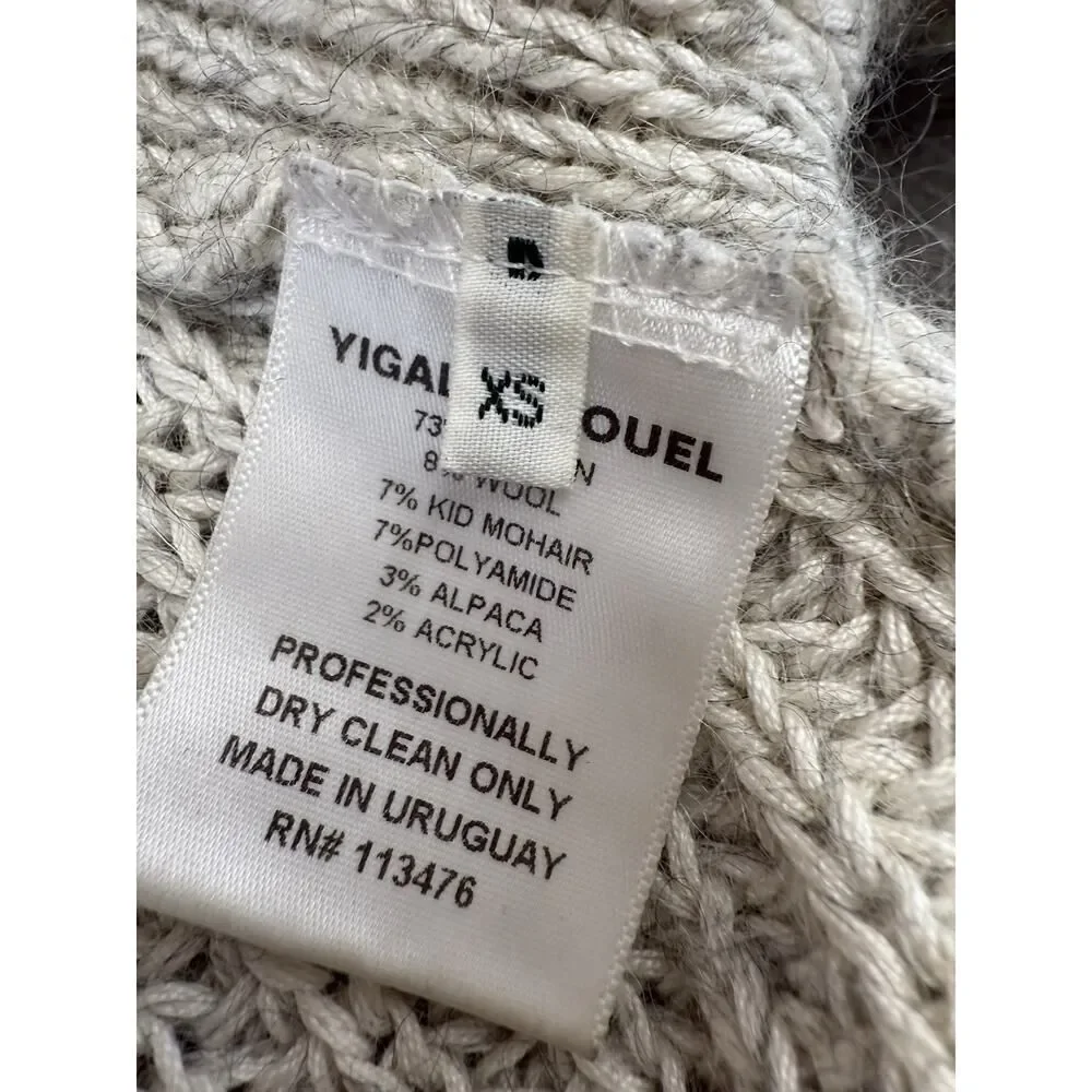 Yigal Azrouël Platinum Grey Striped Shawl Collar Open Cardigan Wool XS